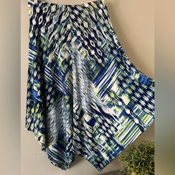 Chicos Hailey Hanky Blue Maxi Skirt Ikat Print Stretch Knit Size 2 Large/Xl EUC - Picture 6 of 13